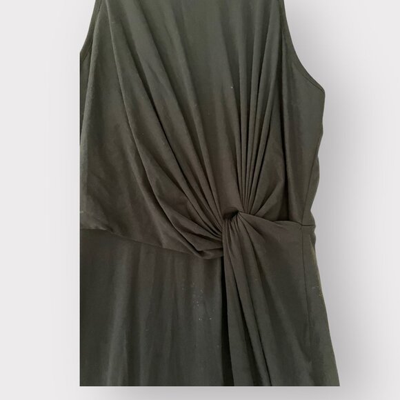 Joie Size M Black Seamour 100% Pima Cotton Sleeveless Twist Front Midi Dress - Picture 3 of 10